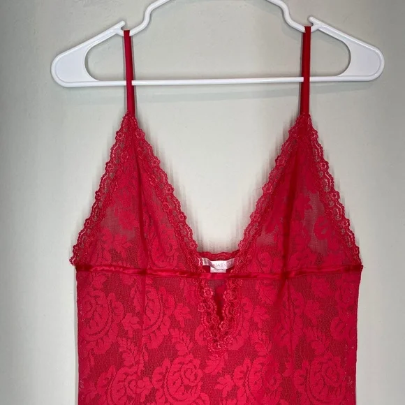 Vintage Victoria's Secret Cami Lace Top Women's Size L Red Floral - Picture 2 of 10